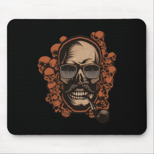 Hipster Skull Pipe Moustache Fancy Sungles Style S Mouse Pad