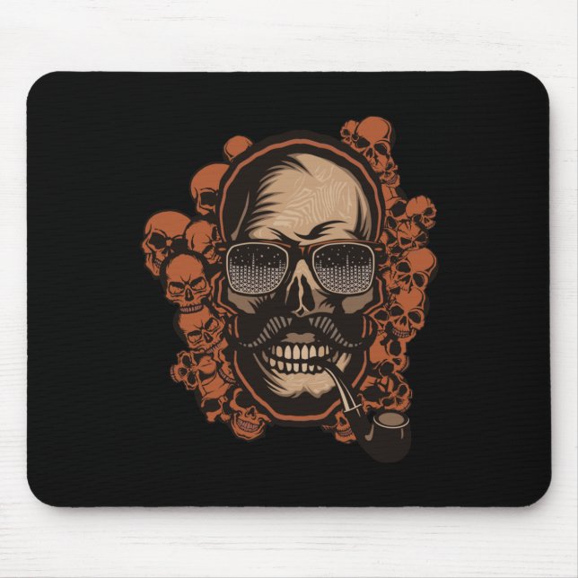 Hipster Skull Pipe Moustache Fancy Sungles Style S Mouse Pad (Front)