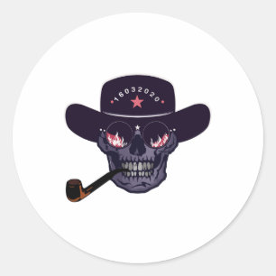 Hipster Skull Skull Pipe Fancy Sticker 