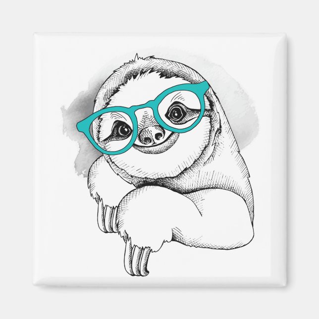 Hipster Sloth Magnet (Front)