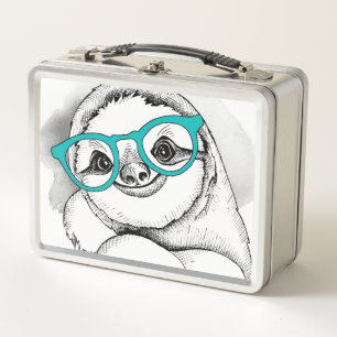 Hipster Sloth Metal Lunch Box