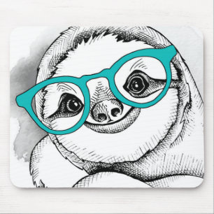 Hipster Sloth Mouse Pad