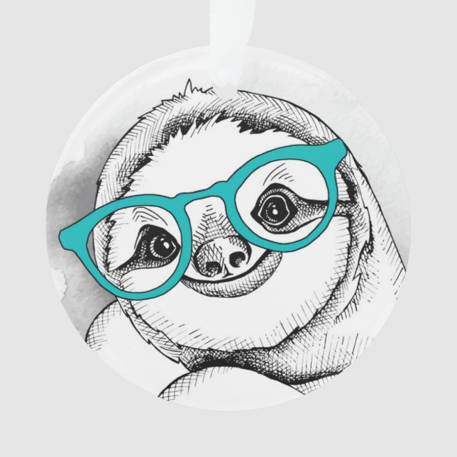 Hipster Sloth Ornament (Front)