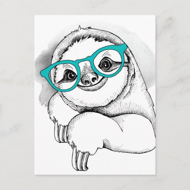 Hipster Sloth Postcard (Front)