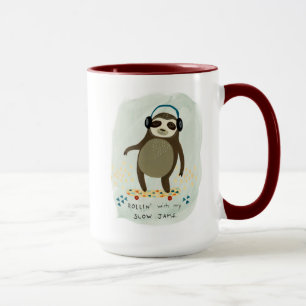 Hipster Sloth   Rollin' With My Slow Jams Mug