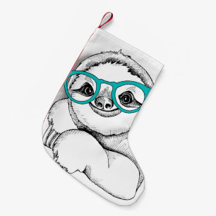 Hipster Sloth Small Christmas Stocking