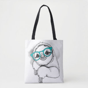 Hipster Sloth Tote Bag