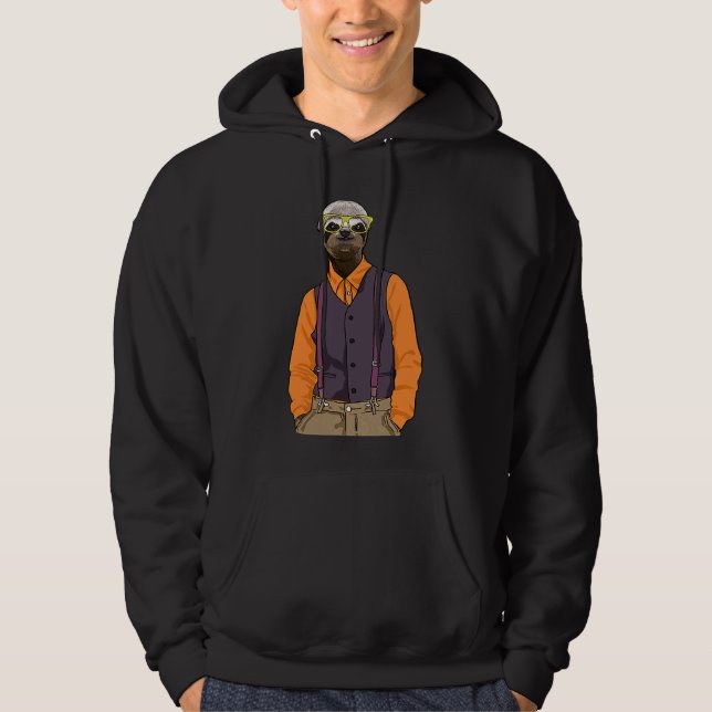 Hipster Sloth With Glasses Cute Sloths Hoodie (Front)