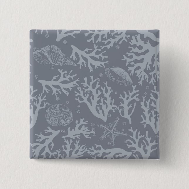 Hipster Style Coral Reef 2 Inch Square Button (Front)