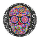Hipster Sugar Skull Glass Cutting Board -
