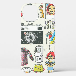 Hipster swag hand drawn colorful doodle set. Vinta iPhone 12 Case
