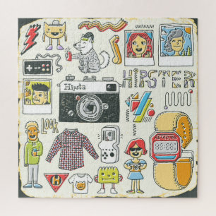 Hipster swag: hand-drawn doodle set jigsaw puzzle