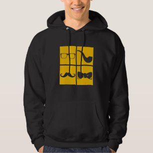 Hipster Symbols Moustache Pipe Smoker Glasses Bow  Hoodie