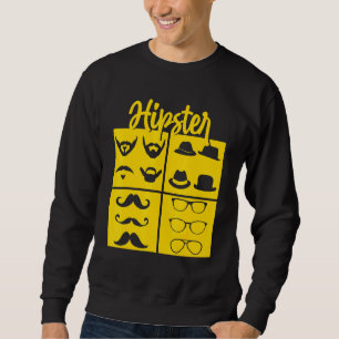 Hipster Symbols Pipe Smoker Moustache Glasses Bow Sweatshirt