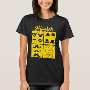 Hipster Symbols Pipe Smoker Moustache Glasses Bow  T-Shirt