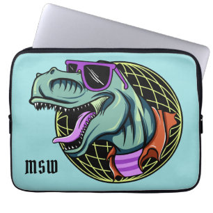 Hipster T-Rex custom monogram laptop sleeves