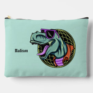 Hipster T-Rex custom name & colour Accessory Pouch