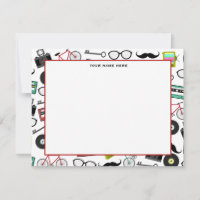 Hipster Themed Flat Notecards