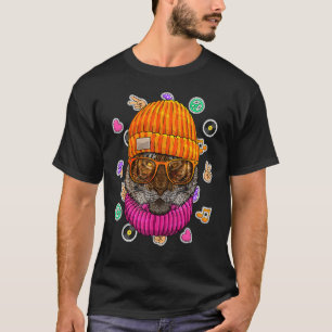 Hipster Tiger Geek Nerd Glasses Animal Love Peace T-Shirt