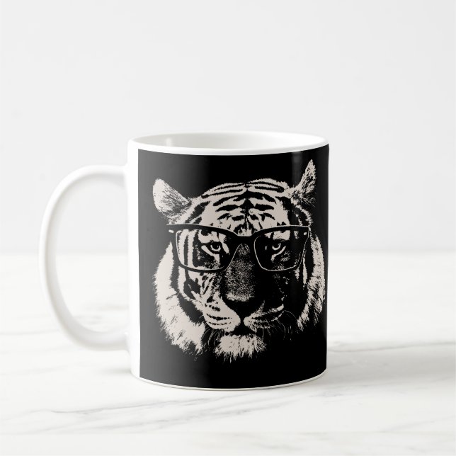 Hipster Tiger With Glasses Coffee Mug (Left)