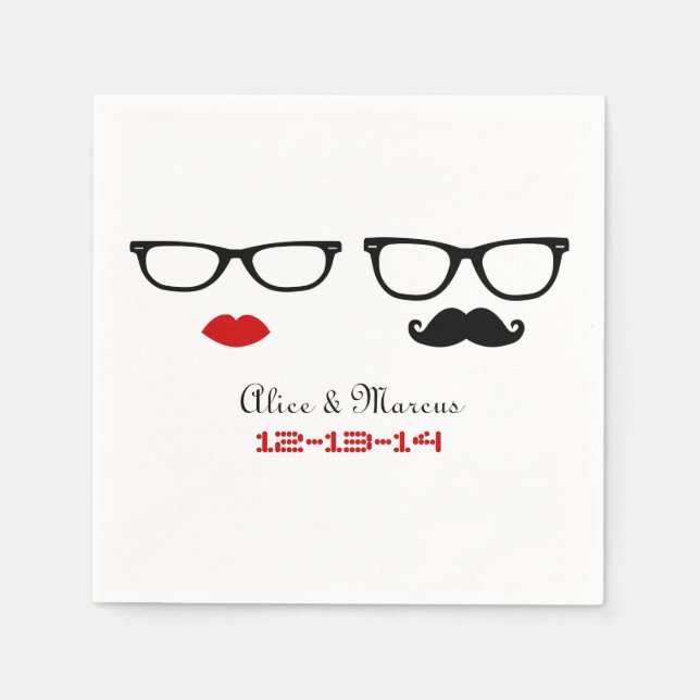 Hipster Wedding Napkin (Front)