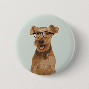 Hipster Welsh Terrier Pin Button for Dog Lovers
