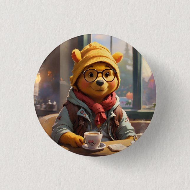 Hipster Winnie the Pooh 1 Inch Round Button (Front)