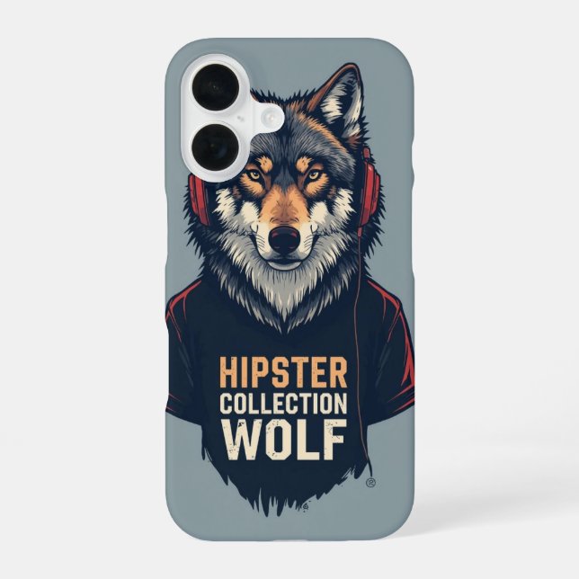 Hipster Wolf Headphones Mobile Case (Back)
