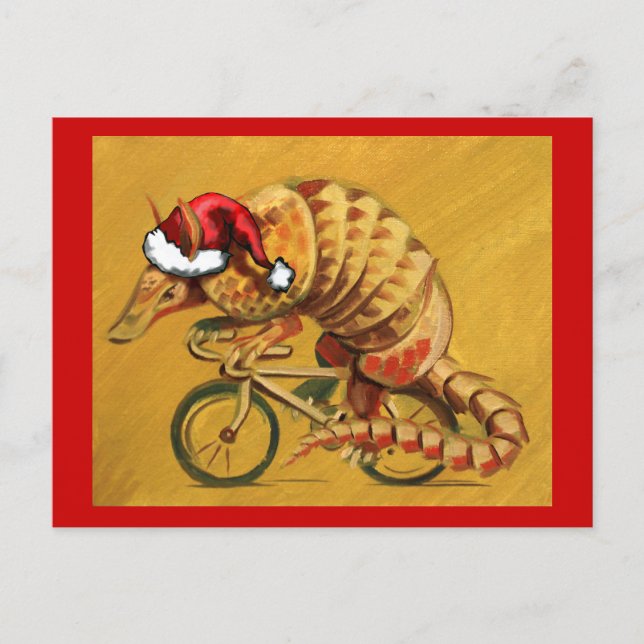 Hipster X-mas Armadillo Holiday Postcard (Front)