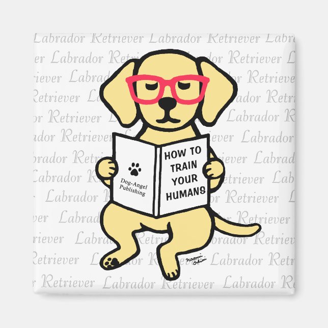Hipster Yellow Labrador Puppy Magnet (Front)