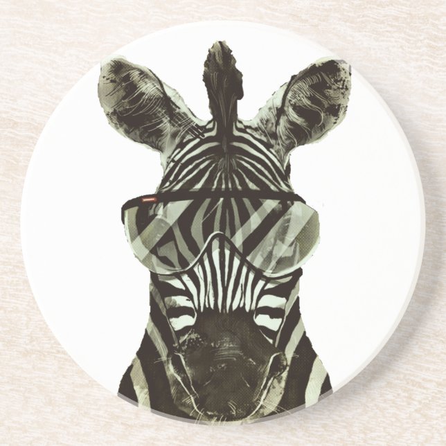 Hipster Zebra Coaster (Front)