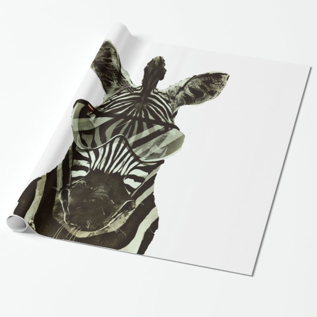 Hipster Zebra Wrapping Paper (Unrolled)