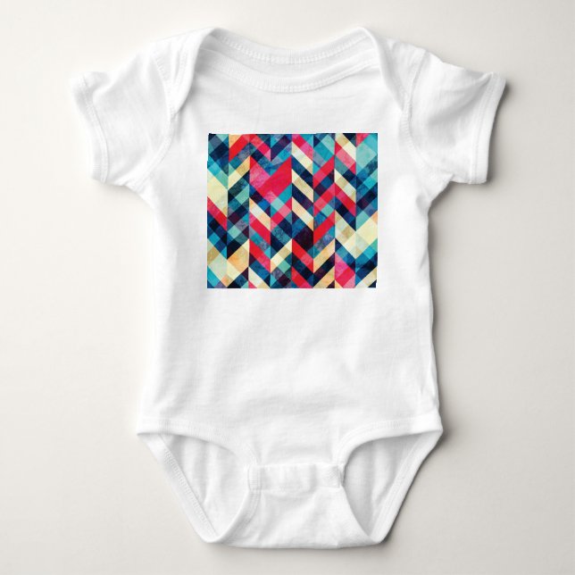 Hipster zigzag: grunge seamless pattern. baby bodysuit (Front)