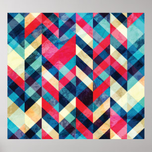 Hipster zigzag: grunge seamless pattern. poster