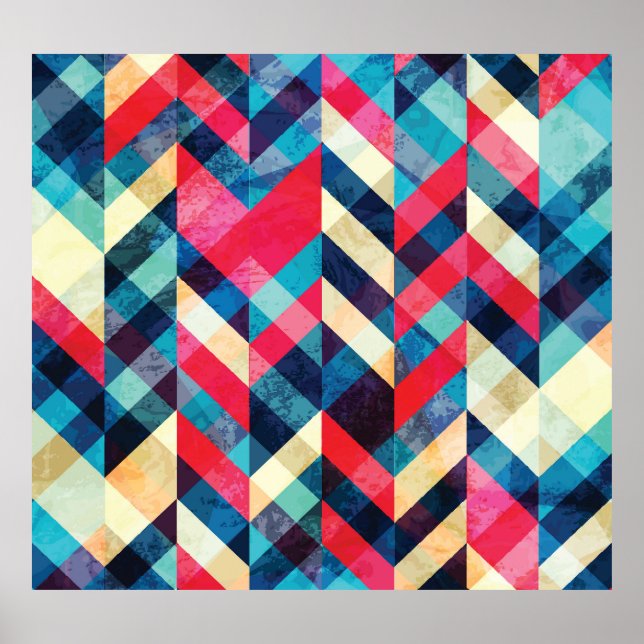 Hipster zigzag: grunge seamless pattern. poster (Front)