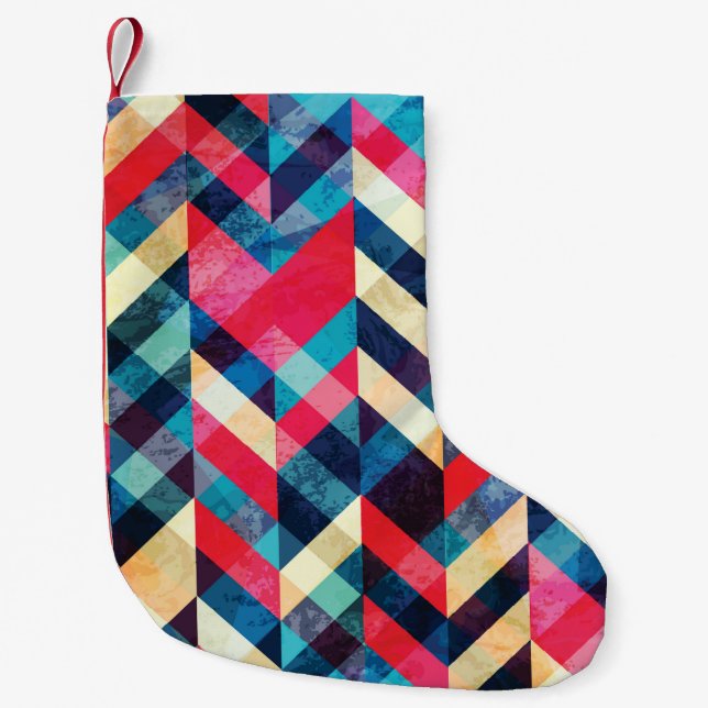 hipster zigzag seamless pattern with grunge effect small christmas stocking (Front)