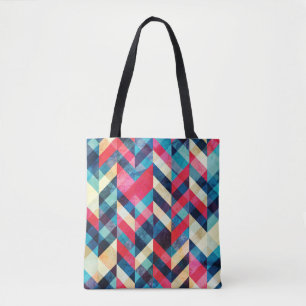 hipster zigzag seamless pattern with grunge effect tote bag