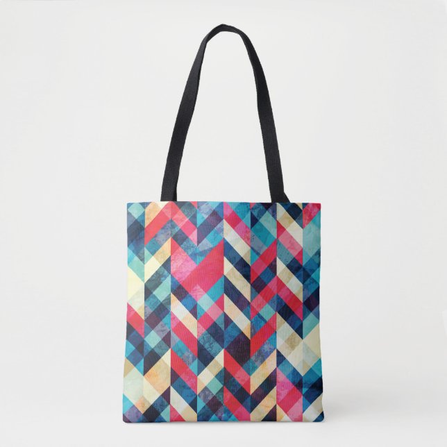 hipster zigzag seamless pattern with grunge effect tote bag (Front)