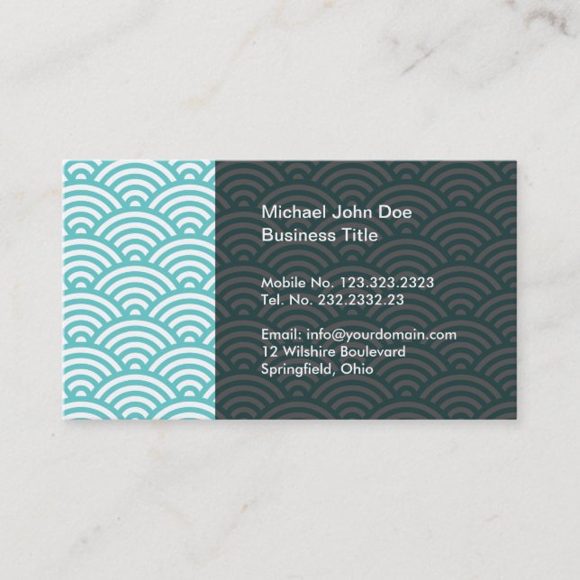 Hiragami Wave Pattern Japanese Style Business Card (Front)