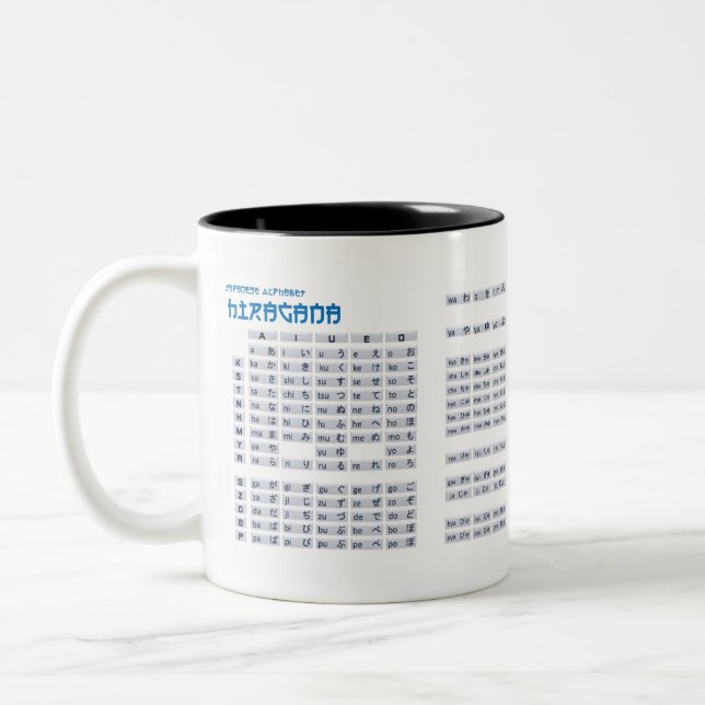 Hiragana japonaise et Mug Alphabet Katakana - Blan (Gauche)