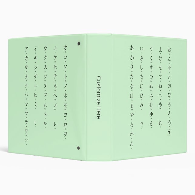 Hiragana Katakana Learn Japanese Characters Green Binder (Background)