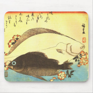 Hirame & Mebaru - Hiroshige's Japanese Fish Print Mouse Pad