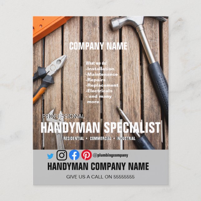 hire a HANDYMAN SPECIALIST husband DIY Flyer (Front)
