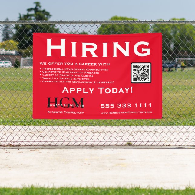 Hiring Red Black Monogram Logo Business Banner (Insitu)