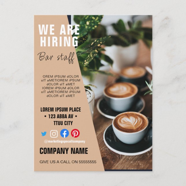 hiring staff BUSINESS custom logo flyer Poster  Postcard (Front)