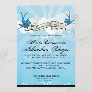 Hirondelles de tatouage et invitation de Fête de