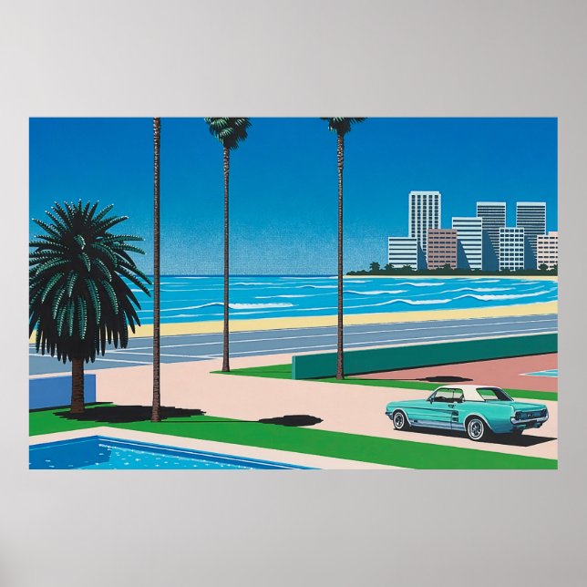 hiroshi nagai art paintings city pop and airplane poster (Front)
