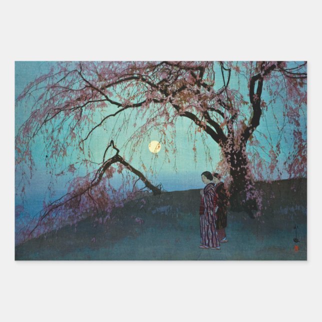 Hiroshi Yoshida Kumoi Cherry Trees Wrapping Paper (Front)