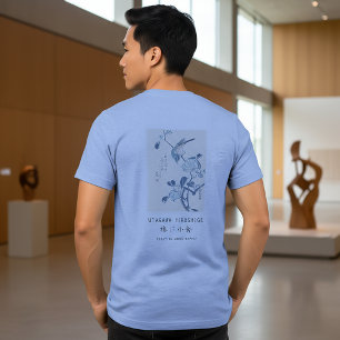 Hiroshige Camellia and Bird Ukiyo-e Art Light Blue Tri-Blend Shirt