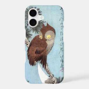 Hiroshige - Chouette à cornes, pin et lune à crois